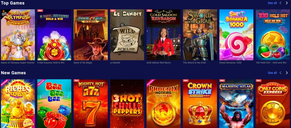 Colección Frumzi de juegos de casino mejor valorados y recién añadidos.